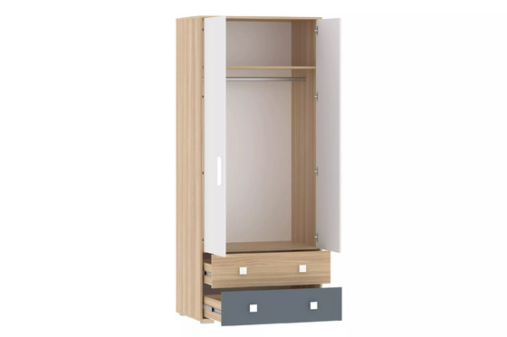 Шкаф для одежды Элиот НМ 041.94 белый фасадный, маренго, баунти песочный