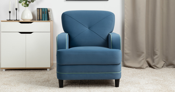 Кресло для отдыха Черри ТК 285 велюр Irida 07 синий, Эвита пистачио ментоловый