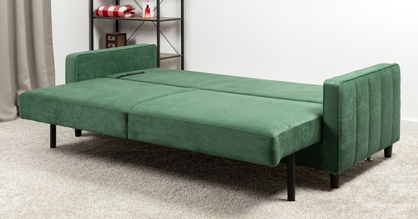 Диван-кровать прямой Арно ТД 566 велюр Лаки 20 хвойный зеленый, Vertical 910 молочно-серый