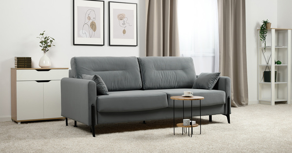 Диван-кровать прямой Барселона ТД 673 велюр Diagonal 995 серо-голубой