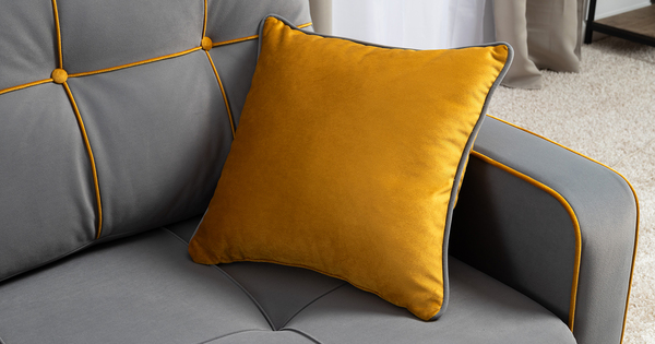 Диван-кровать прямой Черри ТД 287 велюр Irida 21 серый, Эвита умбер горчичный