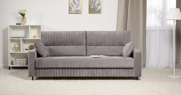 Диван-кровать прямой Изабель ТД 737 велюр Романс вижион серо-бежевый