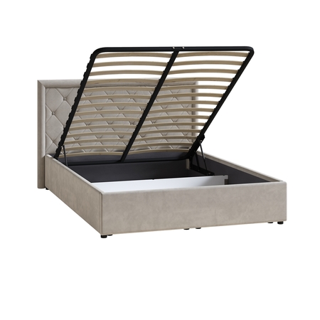 Кровать Марион 140 велюр OCEAN 005 темно-бежевый с ортопедическим основанием и подъемным механизмом (спальное место 140 х 200)