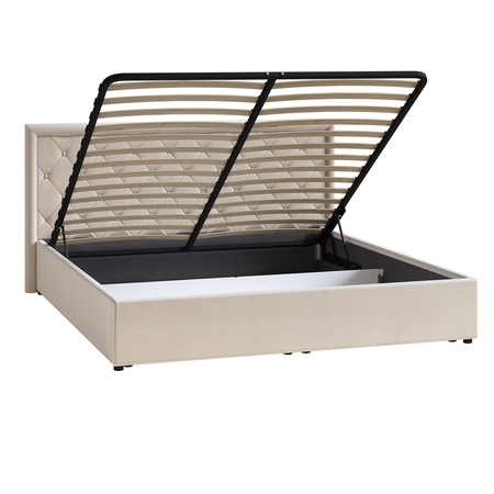 Кровать Марион 180 велюр OCEAN 002 бежевый с ортопедическим основанием и подъемным механизмом (спальное место 180 х 200)