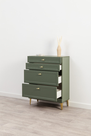 Гостиная Марион композиция 1 дымчатый зеленый K521, олива шагрень AG 1050 ПВХ, белый PE шагрень (собирается на любую сторону)