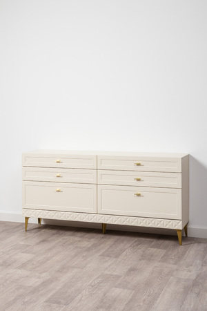 Комод Марион 16.256 Слоновая кость С341 PE, Слоновая кость 6898 ПВХ, Белый PE шагрень