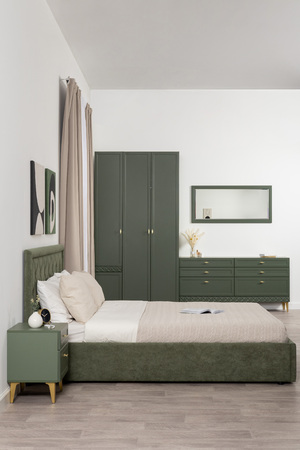 Шкаф двустворчатый Марион 16.340.02 дымчатый зеленый K521, олива шагрень AG 1050 ПВХ