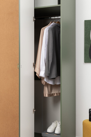 Шкаф угловой Марион 16.339 дымчатый зеленый K521, олива шагрень AG 1050 ПВХ (собирается на любую сторону)