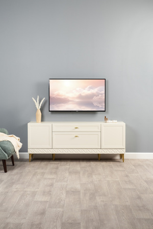 Гостиная Марион композиция 2 слоновая кость С341 PE, слоновая кость 6898 ПВХ, белый PE шагрень (собирается на любую сторону)