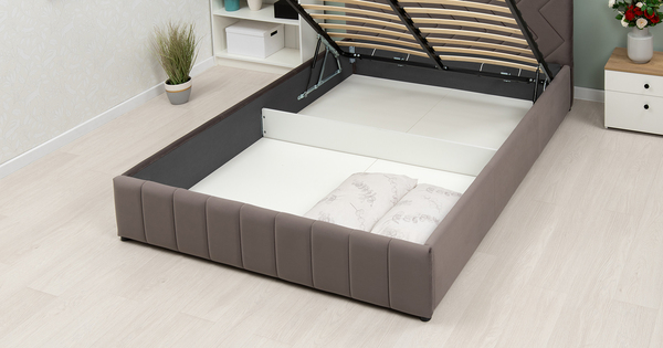 Кровать Милана 160 велюр серо-коричневый с ортопедическим основанием и подъемным механизмом