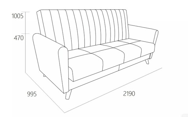 Диван-кровать прямой Монако велюр Вивальди 7 светло-серый с пружинным блоком (высота опор - 120мм)