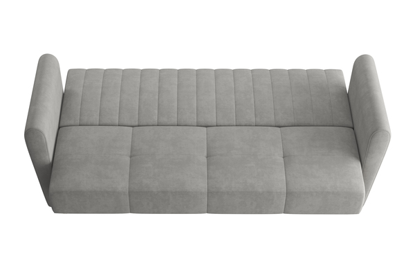 Диван-кровать прямой Монако велюр Вивальди 7 светло-серый с пружинным блоком (высота опор - 120мм)