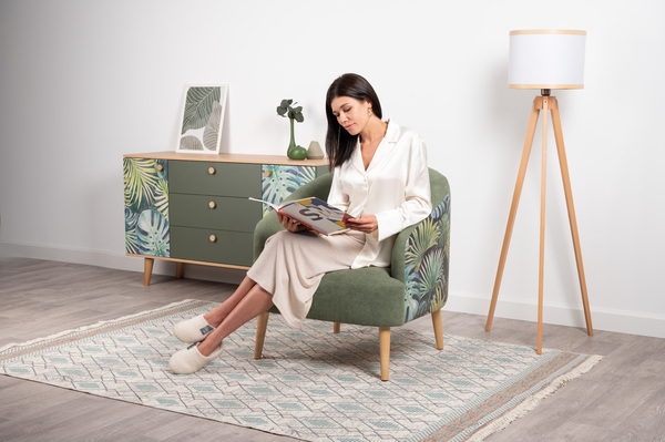 Кресло для отдыха Маттиас ТК 120 велюр монстера, moss 615, зеленый