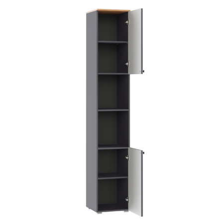 Стеллаж Остин 16.427 серый графит 0162 РЕ, дуб золотой CRAFT, графит ZB 856-2 ПВХ, сборка на любую сторону