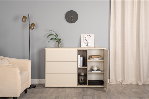 Комод Тайл 16.237 сатин 7045 SU, эмили блаш U9135, белый PE шагрень, собирается на любую сторону