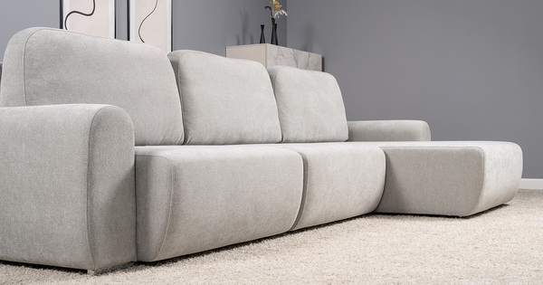 Диван-кровать угловой Тэдди 1506 композиция 3, букле Pique 011 серый, модульная система, сборка на любую сторону