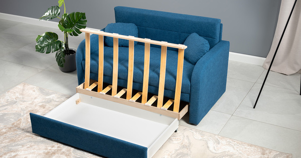 Диван-кровать прямой Тео (120) ТД 908 велюр Danco 784 синий